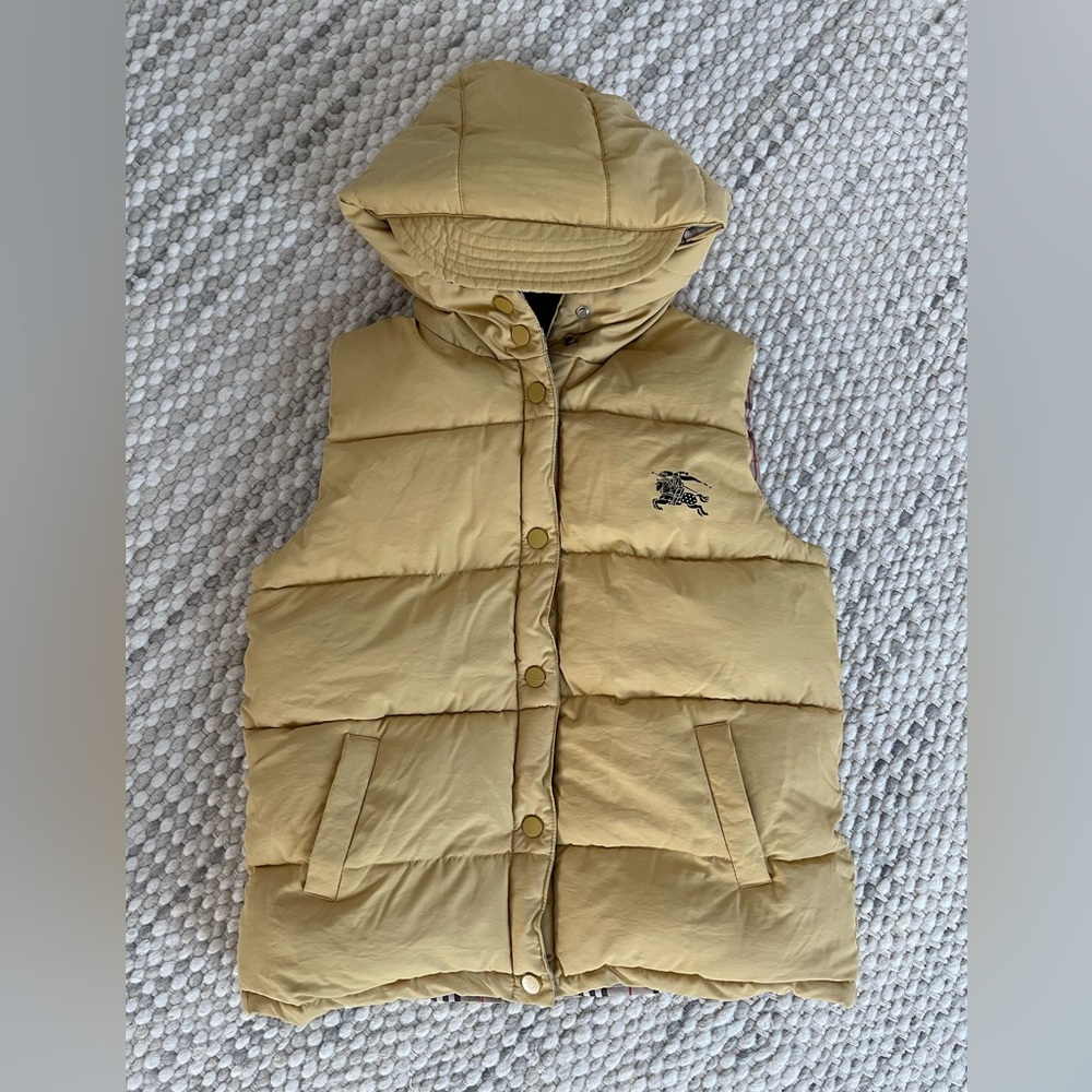 Burberry reversible kids puffer vest.